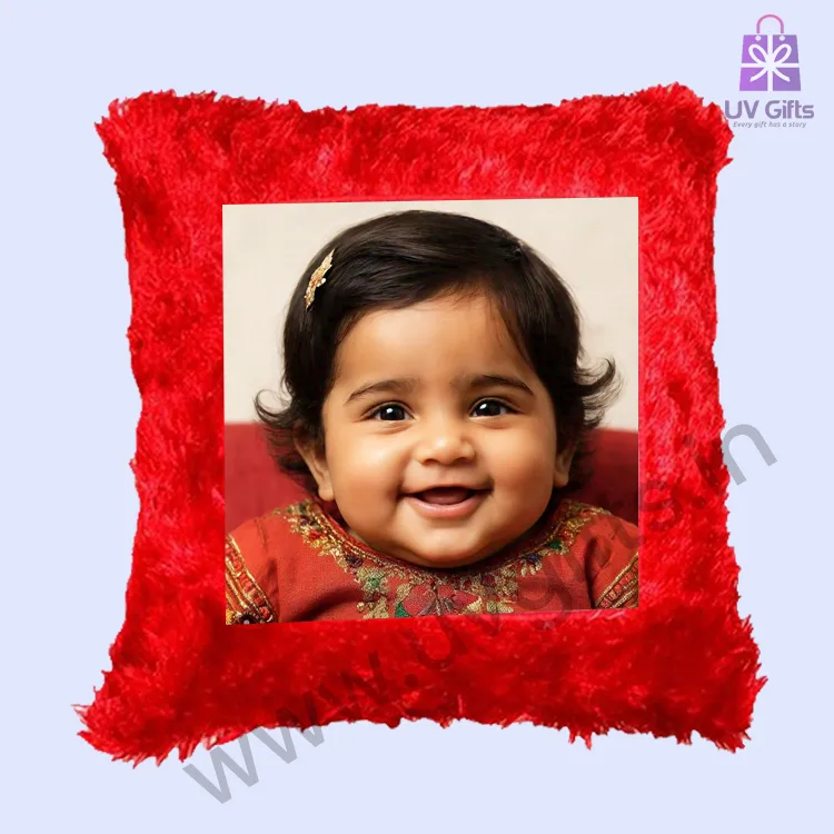 Fur Pillow Square_Red, Photo Pillow