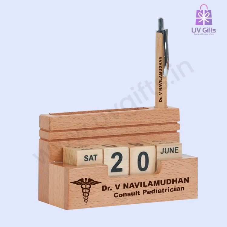 Desktop Table Top with Pen and Card Holder with Date display