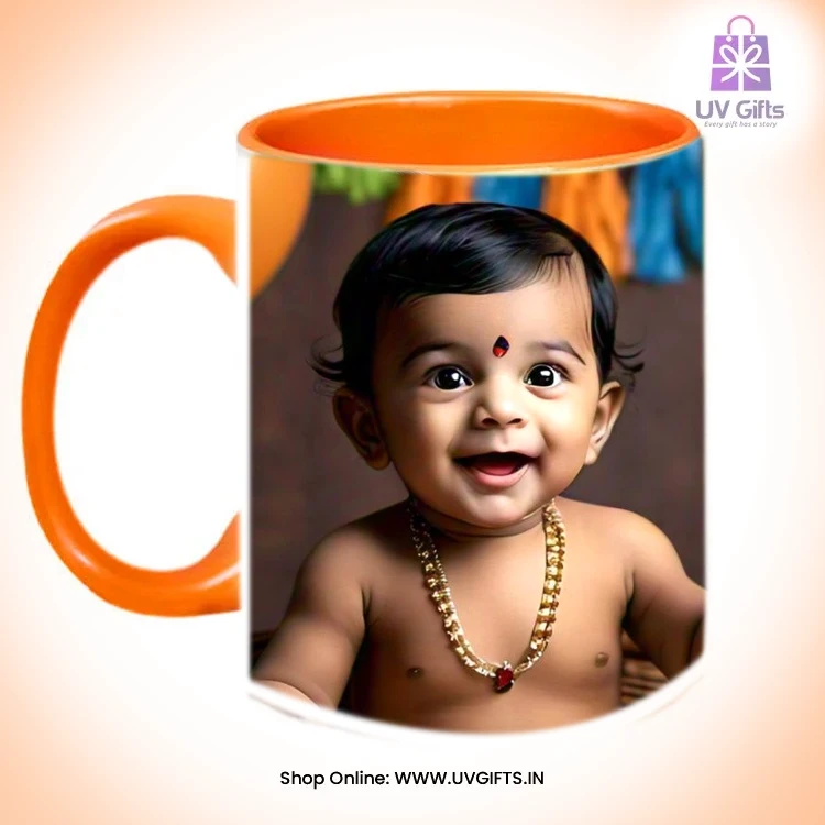 Customised Coffee Mug Orange | Photo Mug | Round Handle